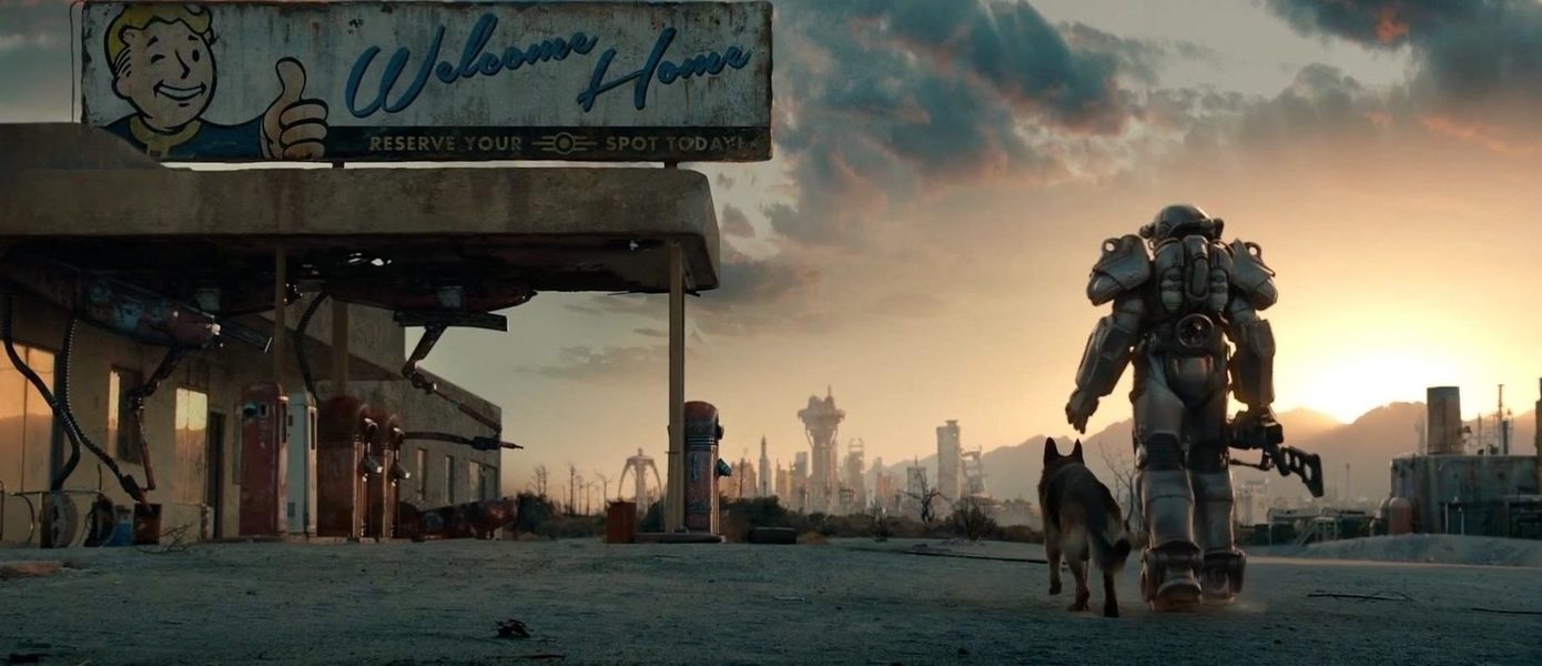 Жительница убежища, гуль и собака на постерах сериала по Fallout от Amazon