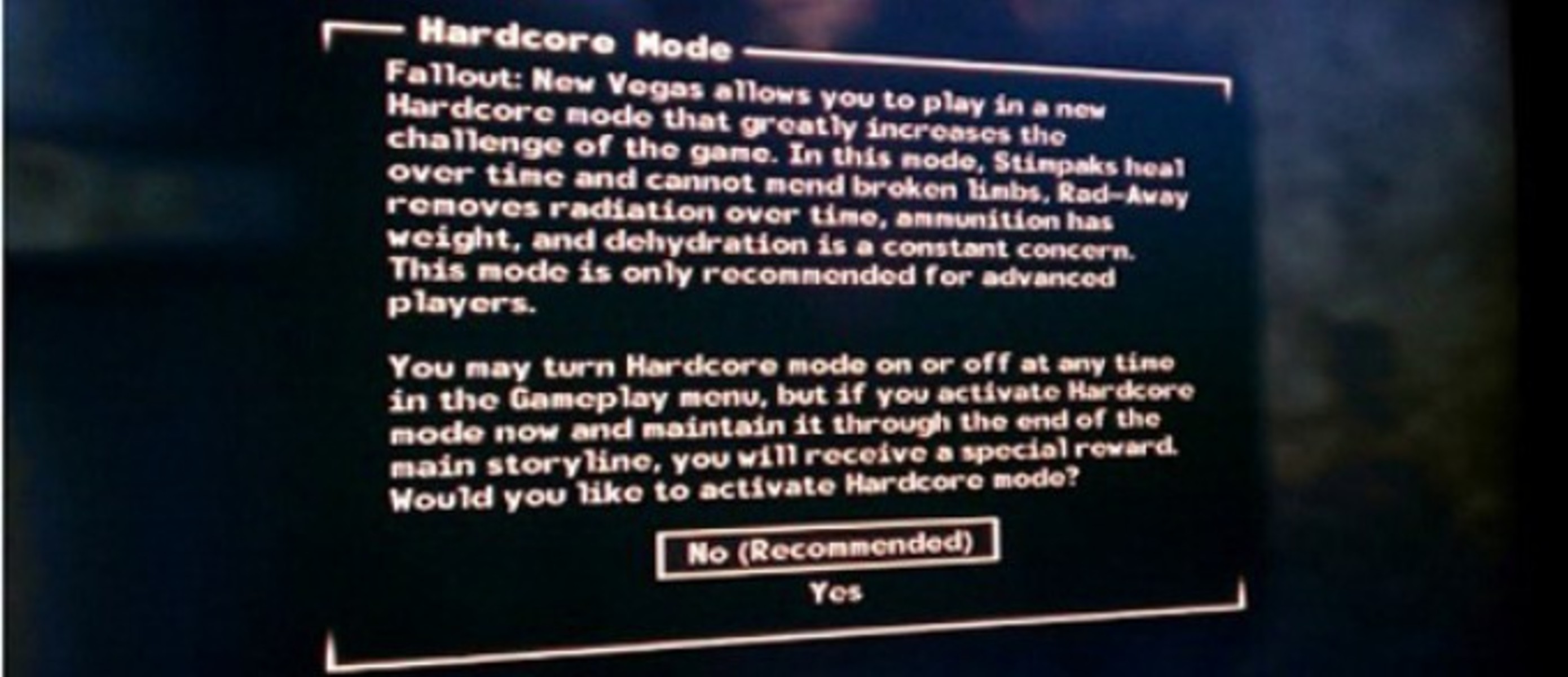 Fallout new vegas hardcore mode reward