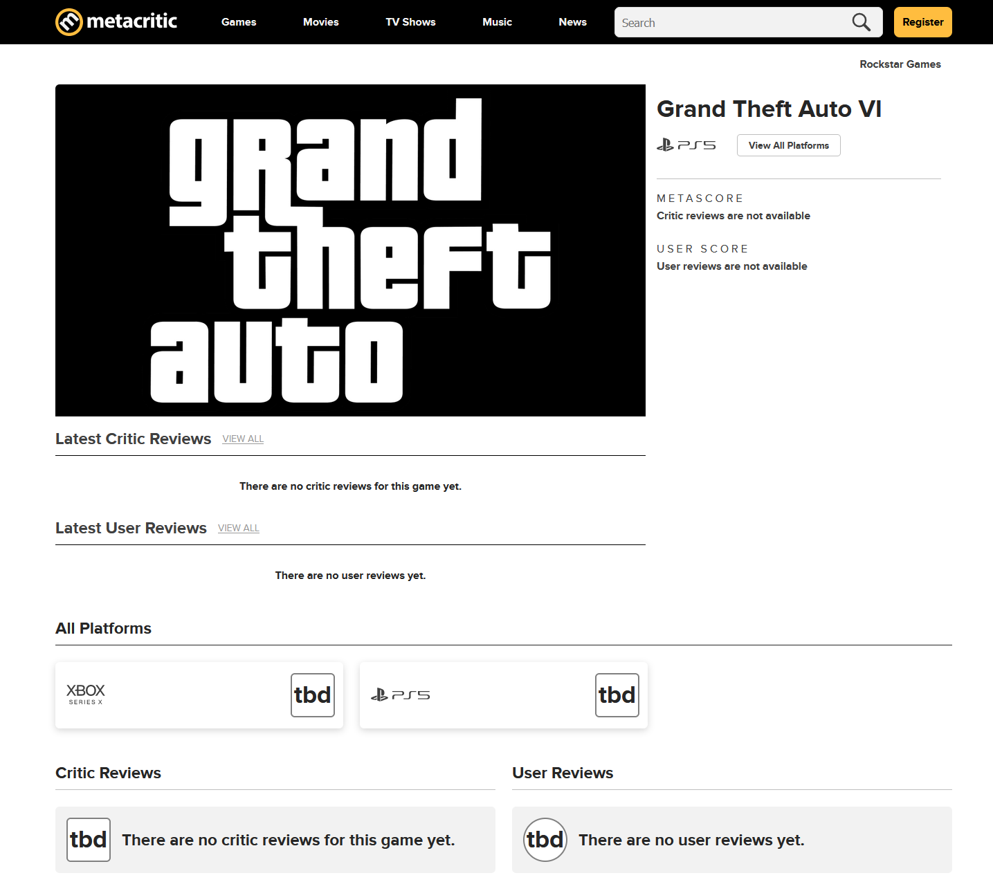 GTA 6 page appears on Metacritic – no mention of PC in platforms
Latest
