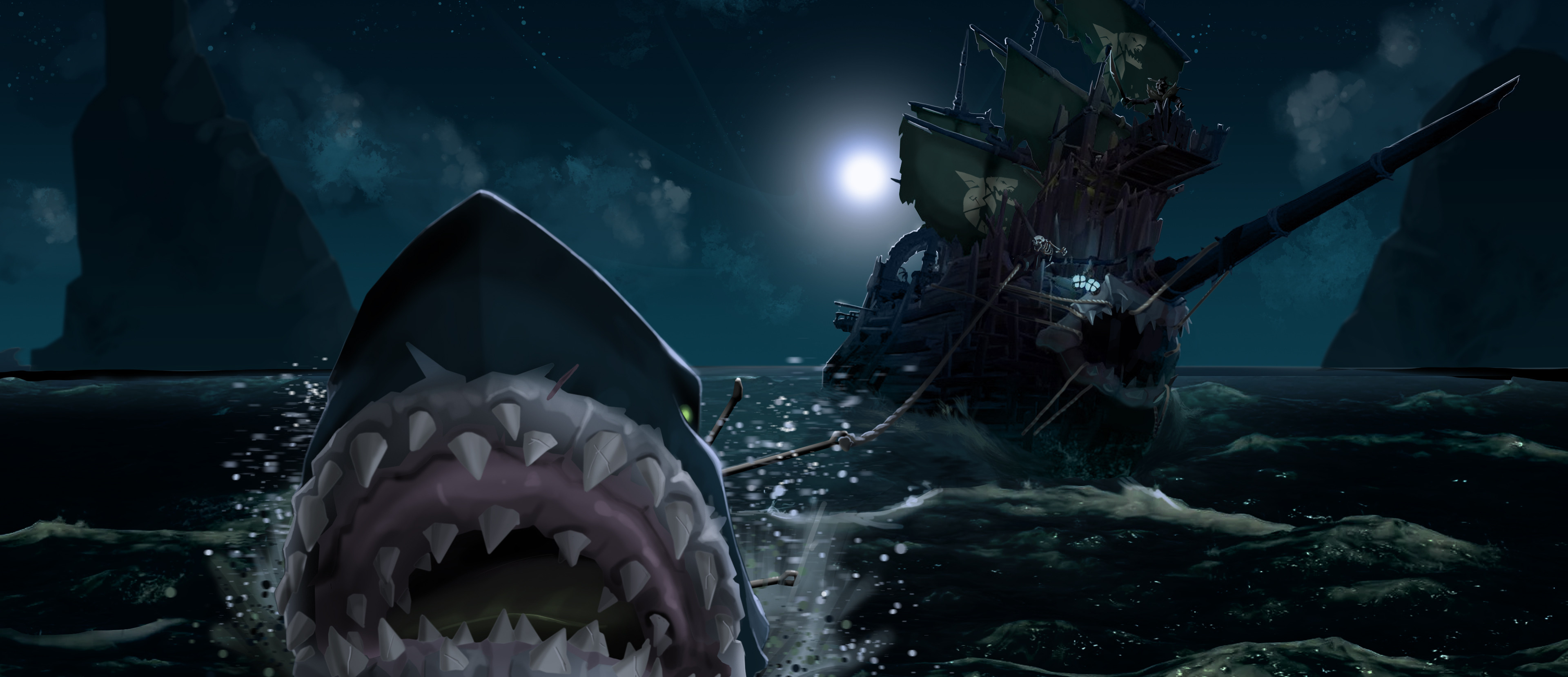 Kraken 13. Sea of Thieves Кракен и МЕГАЛОДОН. МЕГАЛОДОН из Sea of Thieves. Sea of Thieves акула. МЕГАЛОДОН пираты.